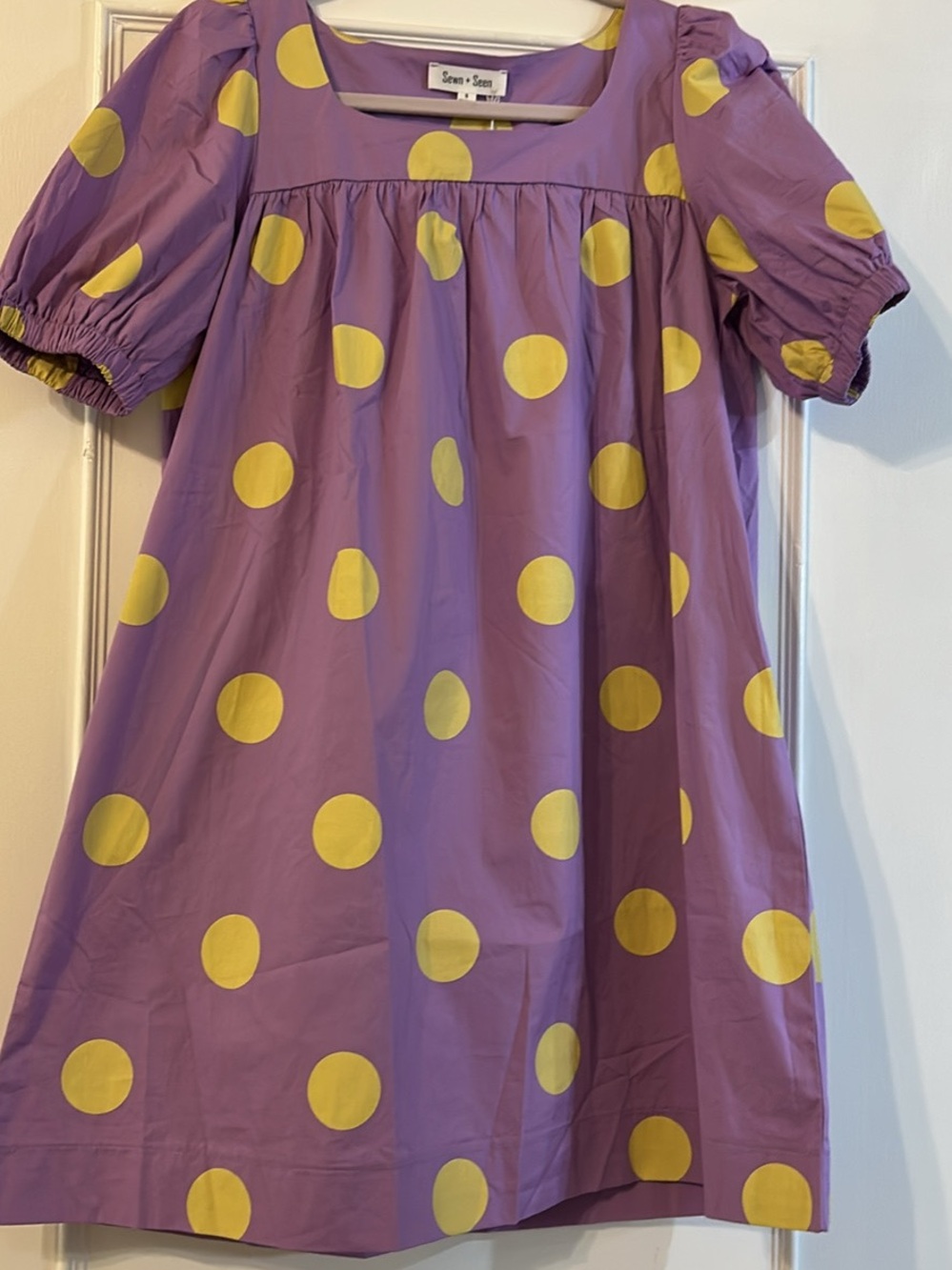 Purple and Yellow Polkadot Shift Dress